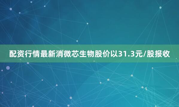 配资行情最新消微芯生物股价以31.3元/股报收